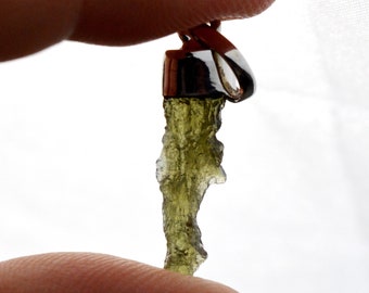 Moldavite - 7 carats - pendentif pierre naturelle - République Tchèque - Argent 925