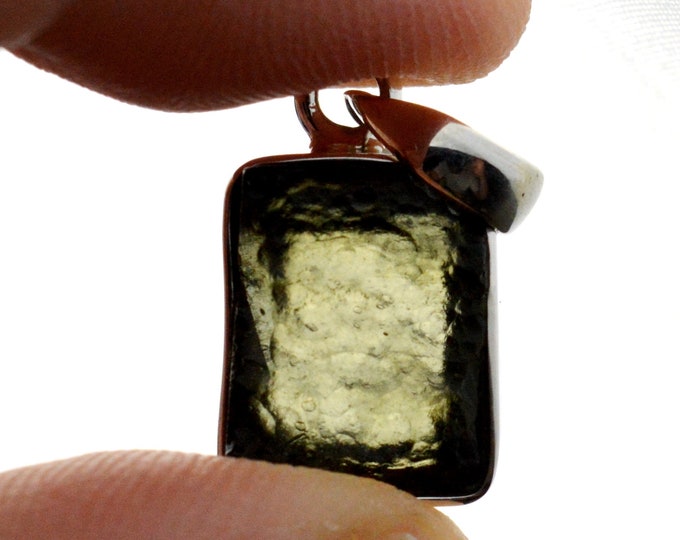 Moldavite - 12 carats - pendentif pierre naturelle - République Tchèque - Argent 925
