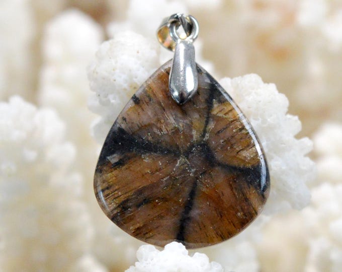 Chiastolite 20 carats - natural stone cabochon pendant - USA / GB92