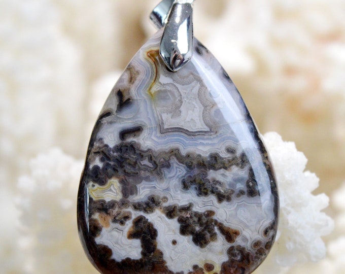 Agate 41 carats - pendentif cabochon pierre naturelle - Mexique // BT45
