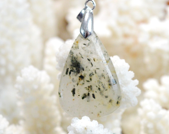 33 Carat Epidote Quartz - Natural Gemstone Cabochon Pendant - China // DR65