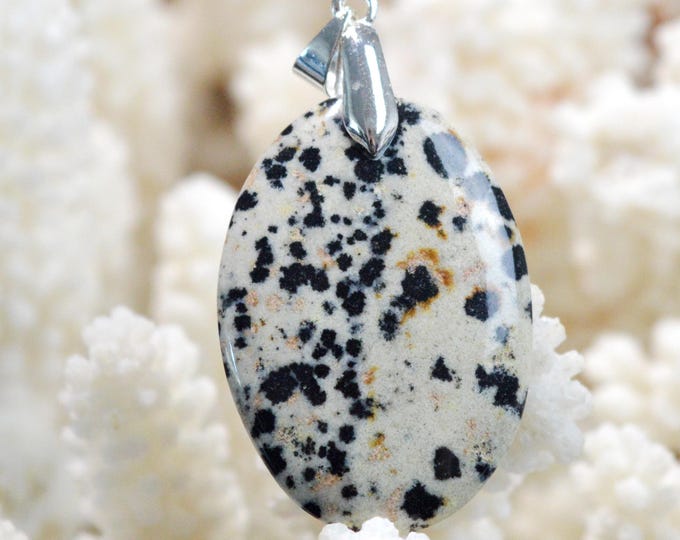 Jaspe dalmatien 31 carats - pendentif cabochon pierre naturelle - Mexique / FT84