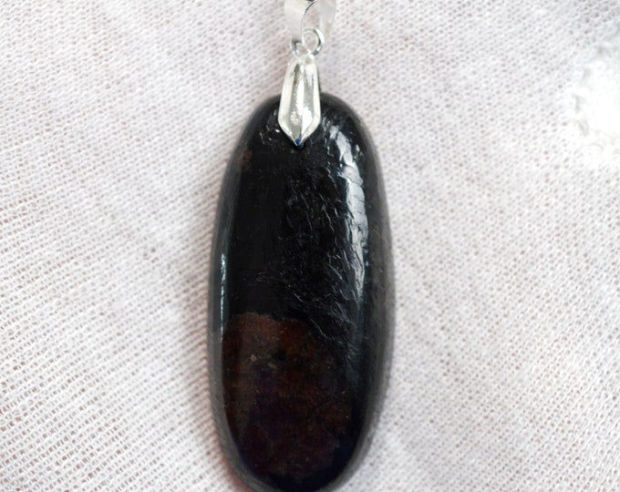Grenat Spessartine & Tourmaline Schorl 78 carats - pendentif cabochon pierre naaturelle - Pakistan / ER44