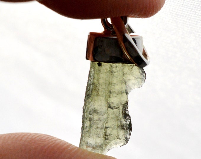 Moldavite - 8 carats - pendentif pierre naturelle - République Tchèque - Argent 925