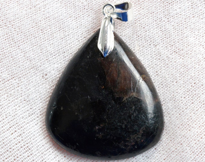 Grenat Spessartine & Tourmaline Schorl 62 carats - pendentif cabochon pierre naaturelle - Pakistan / ER37