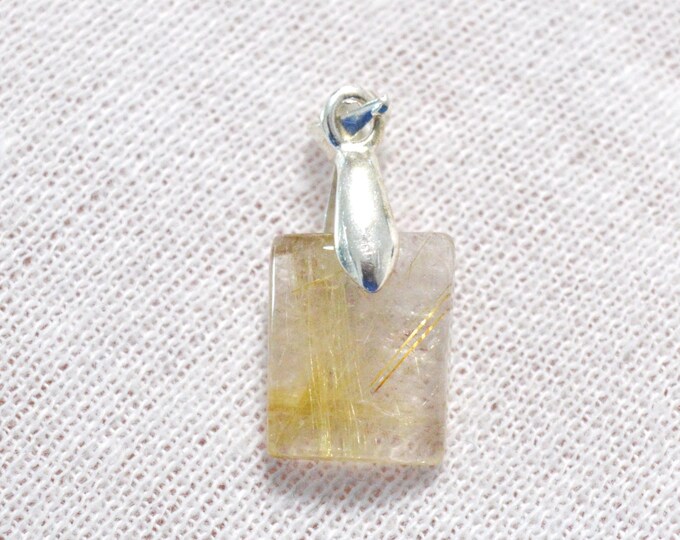 7.7 carat rutile quartz - natural stone cabochon pendant - Brazil / FV53
