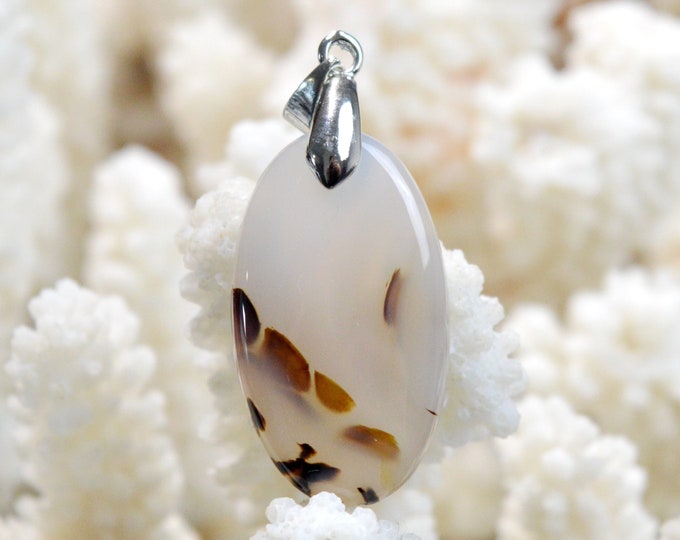 Agate 31 carats - natural stone cabochon pendant - Montana, USA / FI39