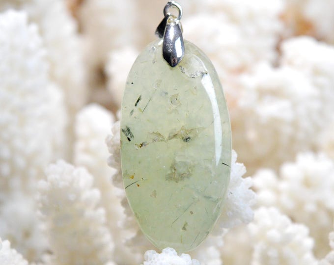 Prehnite epidote 56 carats - natural stone cabochon pendant - Mali / FQ14