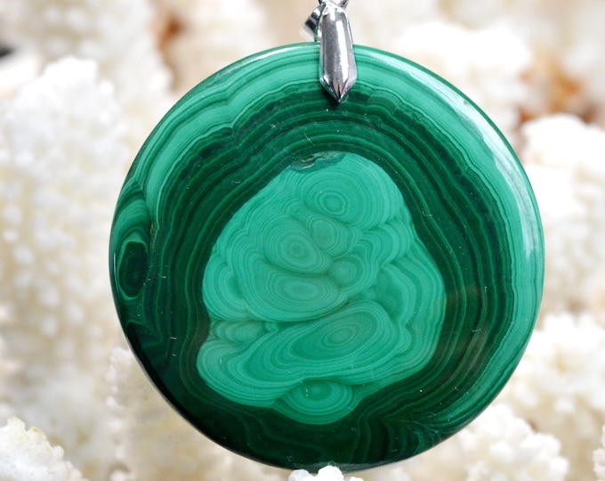 Malachite 177 carats - pendentif cabochon pierre naturelle - Congo / EX99