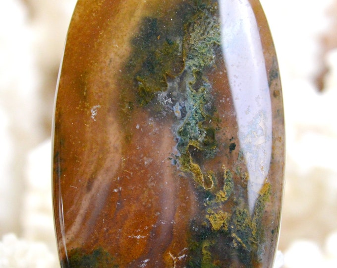 92 carat red moss agate - natural stone cabochon pendant - Indonesia / AZ18