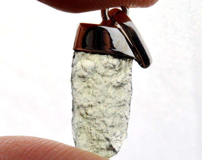 Moldavite - 7.5 carats - pendentif pierre naturelle - République Tchèque - Argent 925
