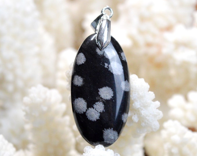 29 Carat Snowflake Obsidian - Natural Stone Cabochon Pendant - USA / EK26