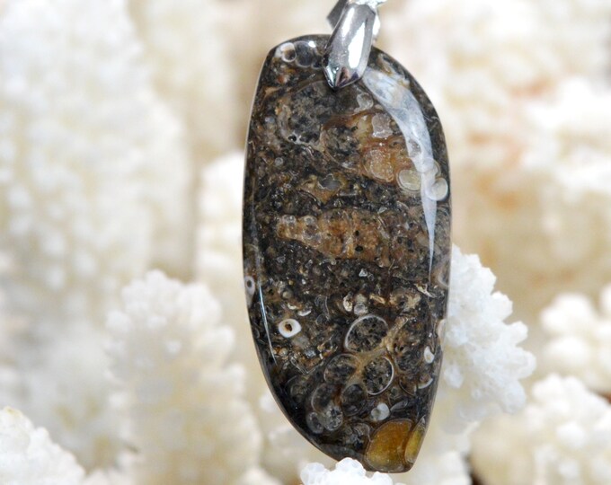 Turitella agate 45 carats - natural stone cabochon pendant - USA // DO51