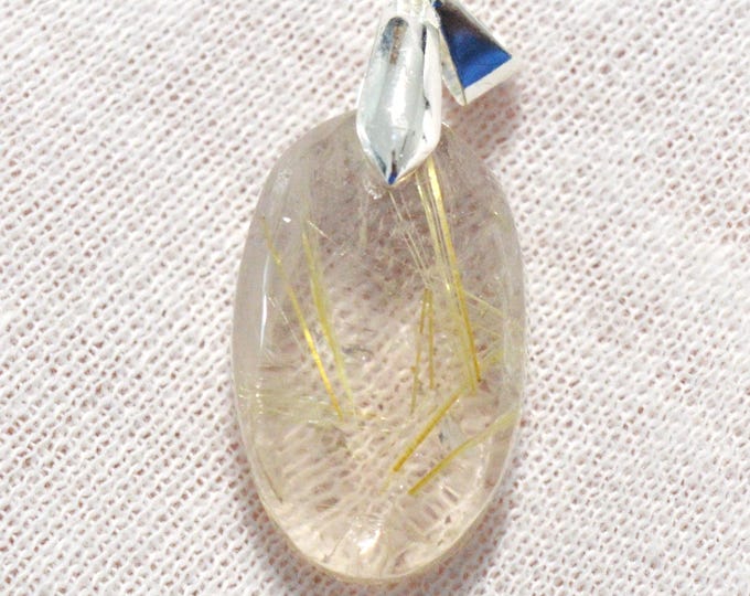 29 carat rutilated quartz - natural stone cabochon pendant - Brazil / FV35