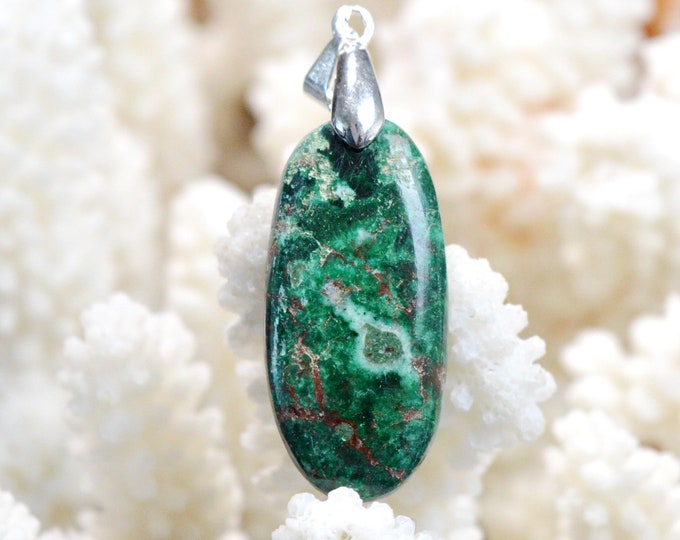 Malachite & Goethite 35 carats - natural stone cabochon pendant - Congo / DZ68