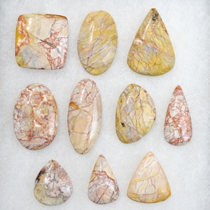 Lot 10x Jaspe bréchique - 344 carats - cabochon pierre naturelle - Inde // BU67