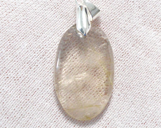 31 carat rutilated quartz - natural stone cabochon pendant - Brazil / FV42