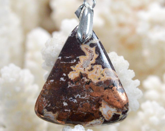 Native Copper & Dolomite 51 Carat - Natural Stone Cabochon Pendant - Michigan, USA / FT93