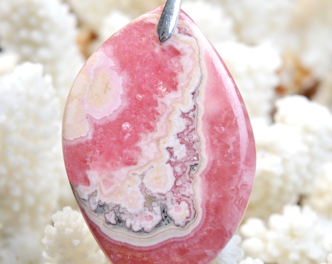 Rhodochrosite 163 carats - natural stone cabochon pendant - Argentina // CJ84