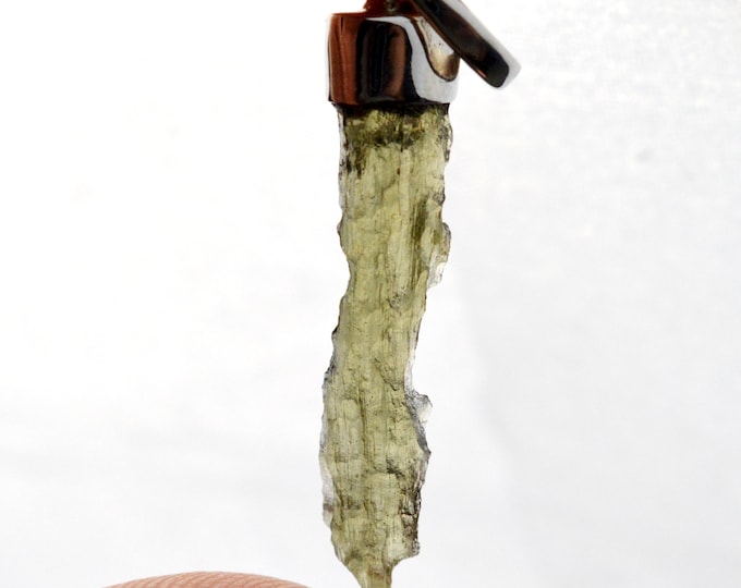 Moldavite - 7.5 carats - pendentif pierre naturelle - République Tchèque - Argent 925
