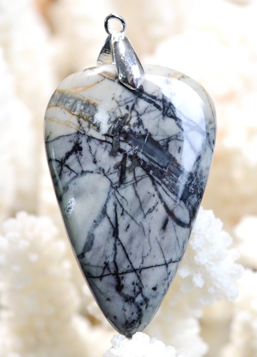 Pendentif Jaspe Noreena Picasso Rouge 76,5 Carats - Argent 925 - Collier Naturel