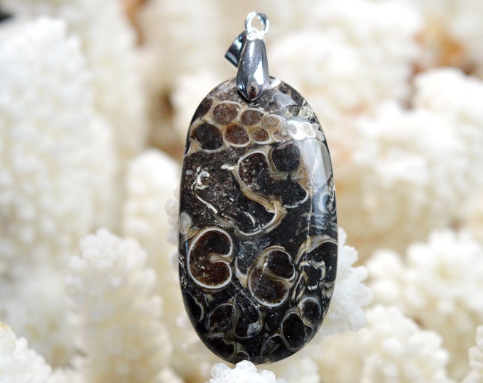 Turitella agate 51 carats - natural stone cabochon pendant - USA // DV32