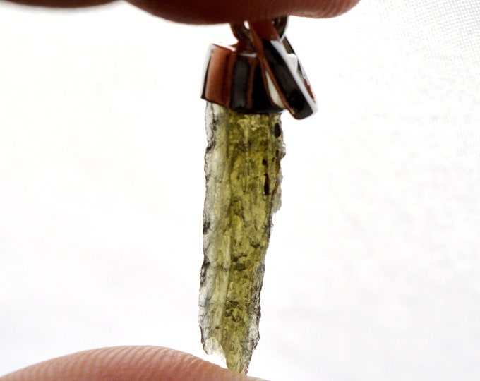 Moldavite - 7 carats - pendentif pierre naturelle - République Tchèque - Argent 925