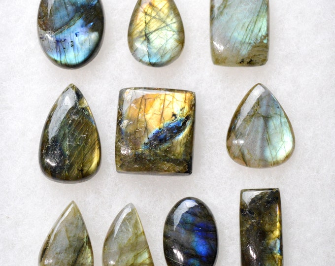 Lot of 10x Labradorite 447 carats - natural stone cabochon - Madagascar / FN6