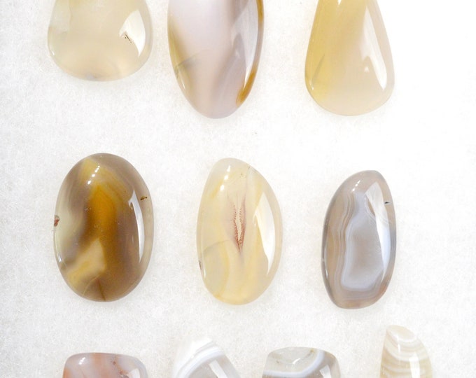 Lot x10 Agate 310 carats - natural stone cabochon // Ref BY42
