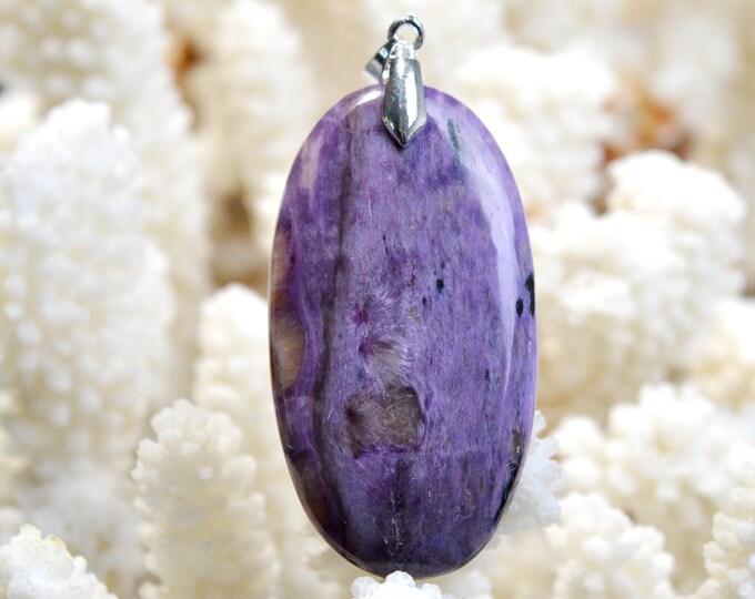 Charoite 74 carats - pendentif cabochon pierre naturelle - Russie / EX59