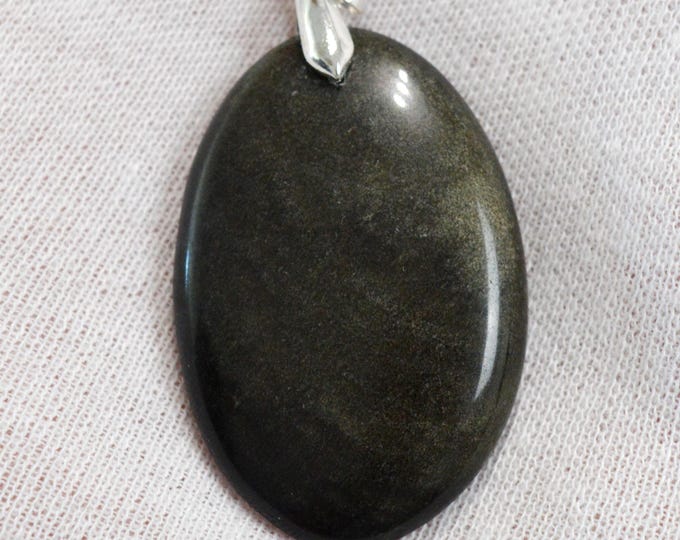 86 carat golden obsidian - natural stone cabochon pendant - Mexico /FU34