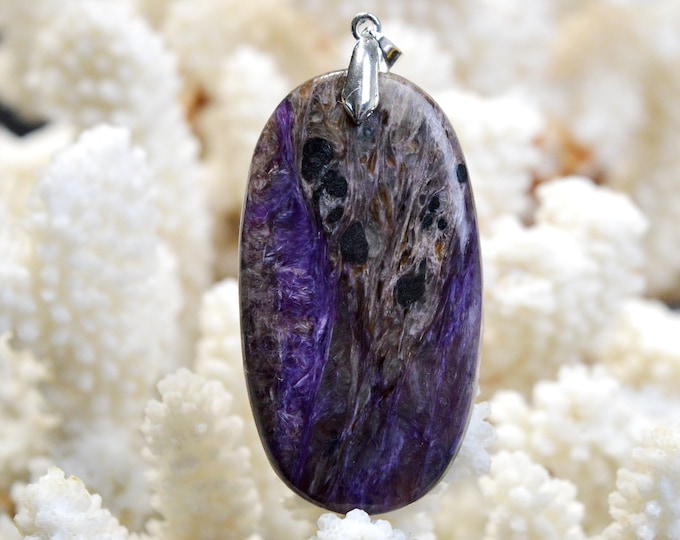 Charoite 108 carats - pendentif cabochon pierre naturelle - Russie / EX57
