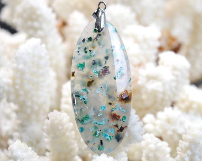 Chalcedony "confetti" 86 carats - natural stone cabochon pendant - Indonesia / FC79 - RARE