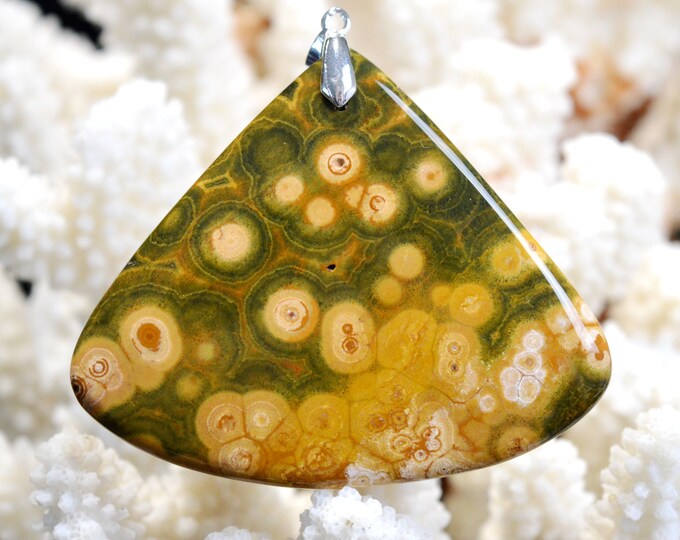 152 carat orbicular jasper - natural stone cabochon pendant - Madagascar // CE77