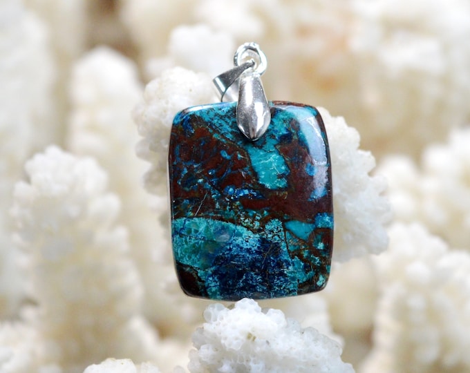 Shattuckite & Goethite 30 carats - natural stone cabochon pendant - Opuwo Rural, Kunene Region, Namibia / FO29