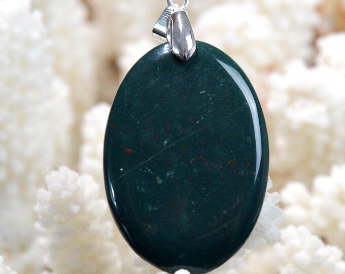 Jaspe heliotrope 50 carats - pendentif cabochon pierre naturelle - Brésil / GB26