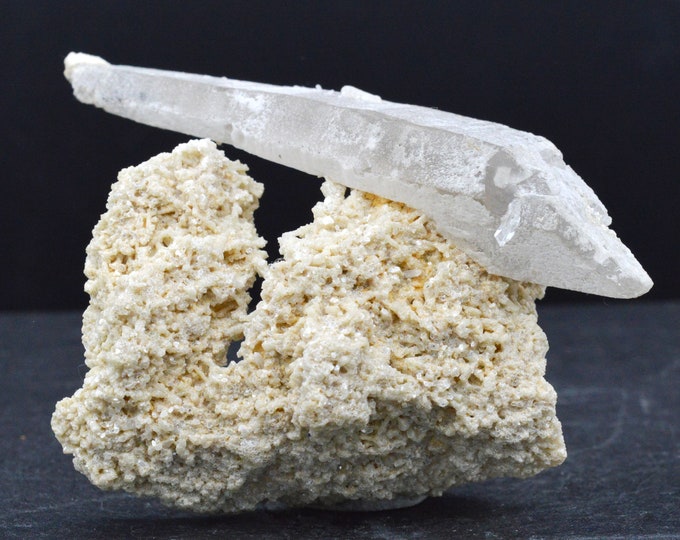 Bi-terminated quartz & calcite - 84 grams - Morro Velho mine, Nova Lima, Minas Gerais, Brazil