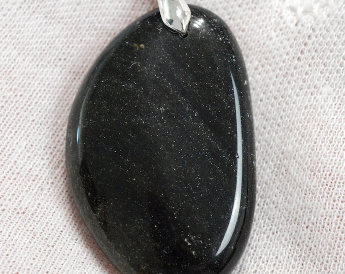 105 carat golden obsidian - natural stone cabochon pendant - Mexico /FU30