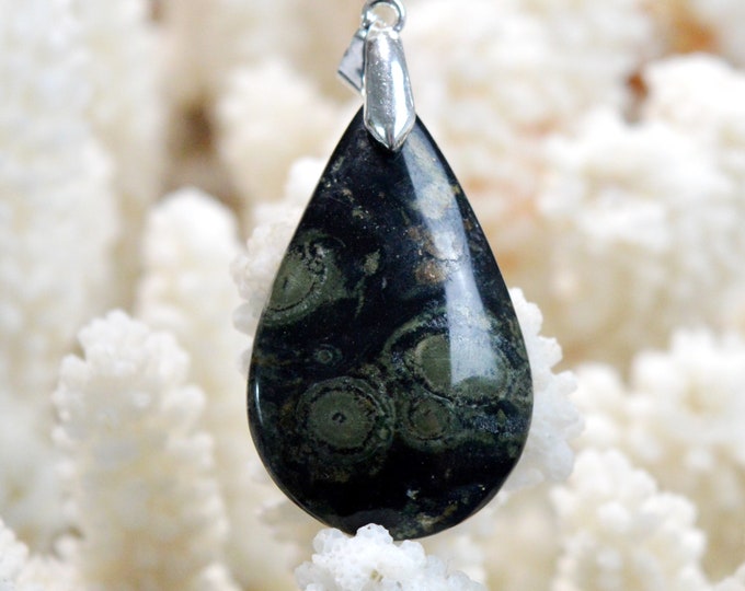 Jaspe "Kambaba" 39 carats - pendentif cabochon pierre naturelle - Madagascar / FL6