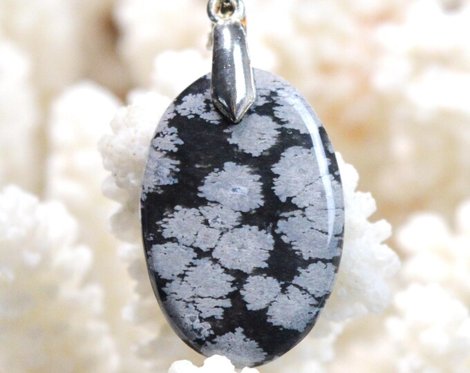 21 Carat Snowflake Obsidian - Natural Stone Cabochon Pendant - USA / GA28
