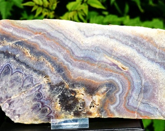 Slice - Amethyst & Chalcedony - 1 side polished - 820 grams - Vichy, Allier, France