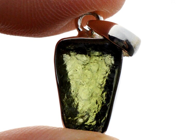 Moldavite - 14 carats - pendentif pierre naturelle - République Tchèque - Argent 925