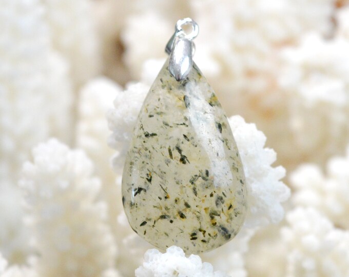 32 Carat Epidote Quartz - Natural Gemstone Cabochon Pendant - China // DR66