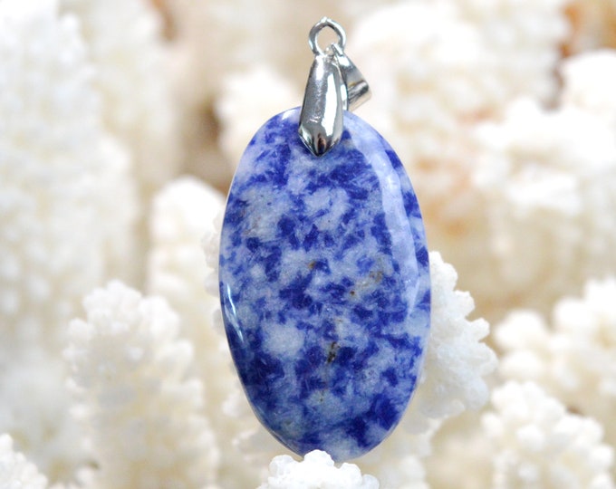 Quartz & Dumortierite 35 carats - pendentif cabochon pierre naturelle - Brésil / FH67
