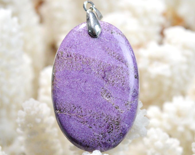 Stichtite & Serpentine 59 carat - natural stone cabochon pendant - Tasmania, Australia / FZ45