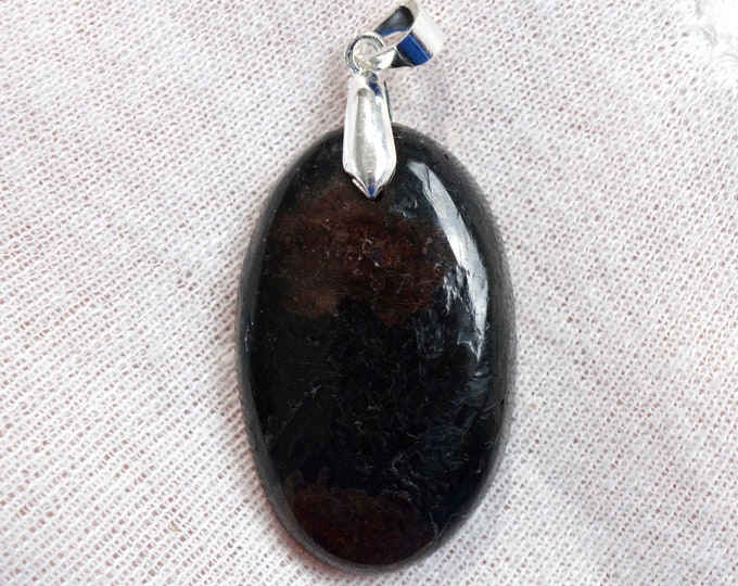 Grenat Spessartine & Tourmaline Schorl 67 carats - pendentif cabochon pierre naaturelle - Pakistan / ER40