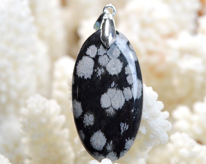 30 Carat Snowflake Obsidian - Natural Stone Cabochon Pendant - USA / EK27