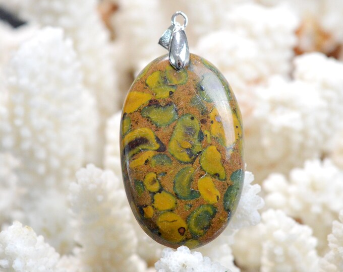70 carat "Bamboo" Jasper - natural stone cabochon pendant - Indonesia // EA10