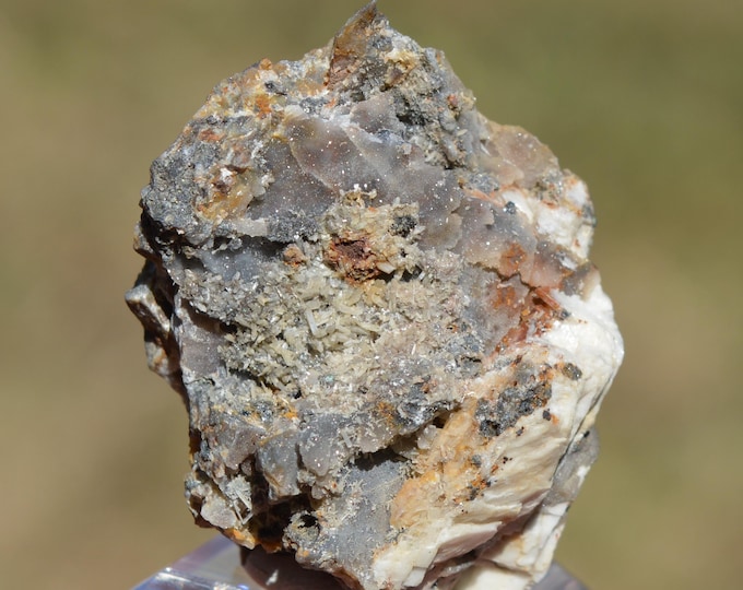 Cerussite & Chalcedony 55 grams - Lescure Mine, Mayres, Largentière, Ardèche, Auvergne-Rhône-Alpes, France