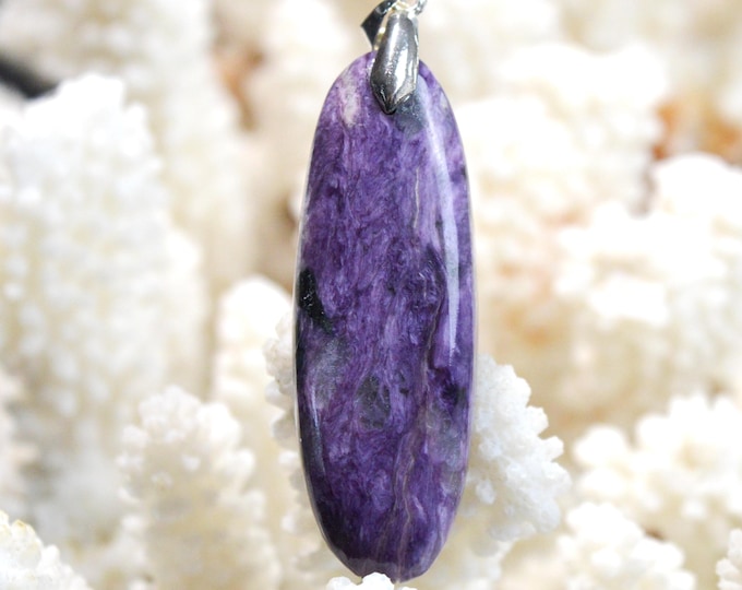 Charoite 57 carats - pendentif cabochon pierre naturelle - Russie / FZ85